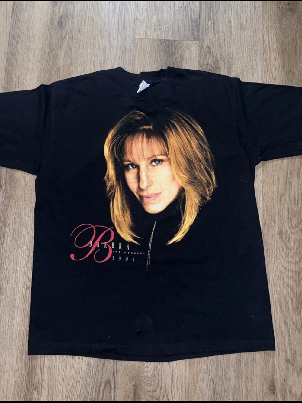 vintage Black Graphic Tee with barbra streisand Portrait 1994